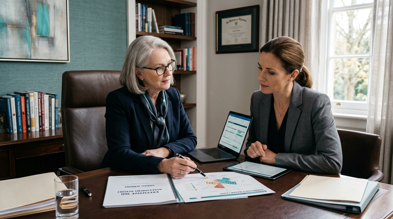 Leadership assessment feedback and coaching debrief