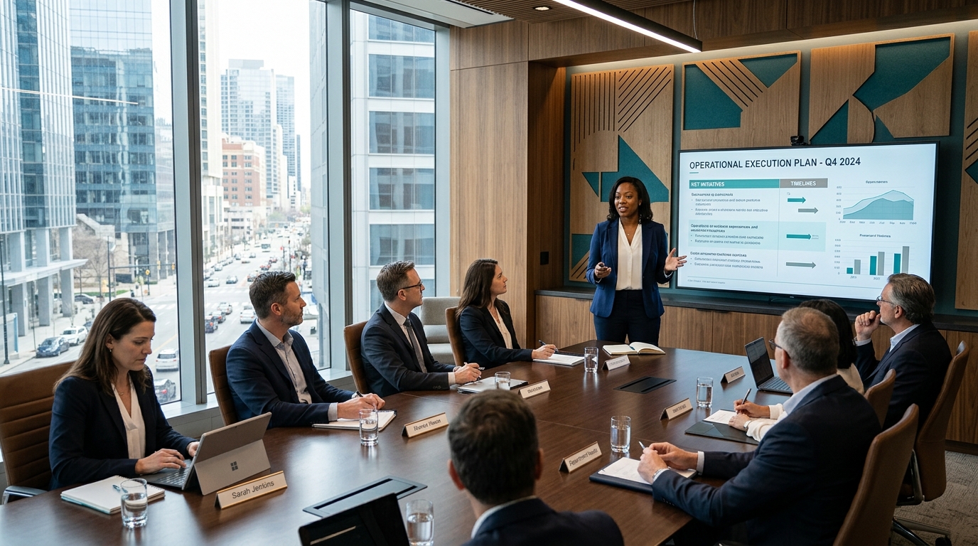 Mid-level director leading strategic operational execution workshop